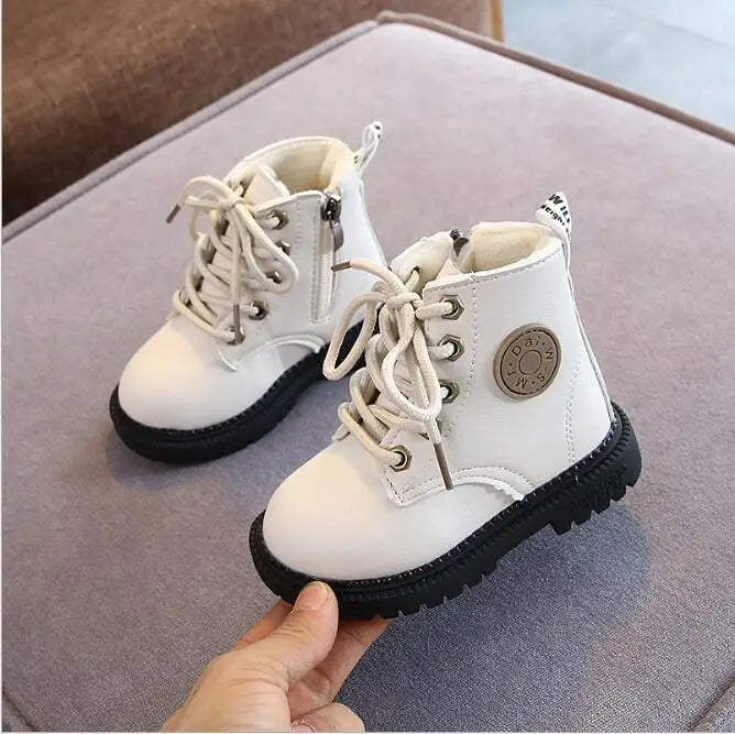 Boys Girls Leather Waterproof Non-slip  Boots