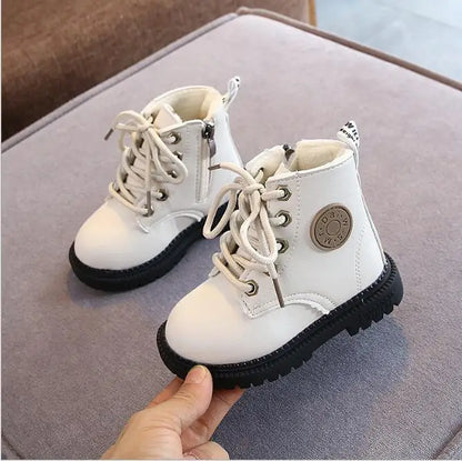 Boys Girls Leather Waterproof Non-slip  Boots