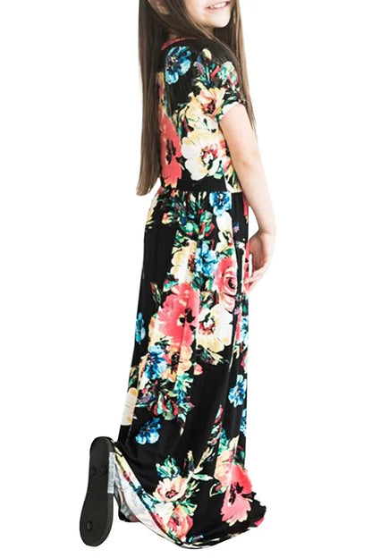 Baby Girl Striped Print Long Dress Toddler Bohemian Flower Dress