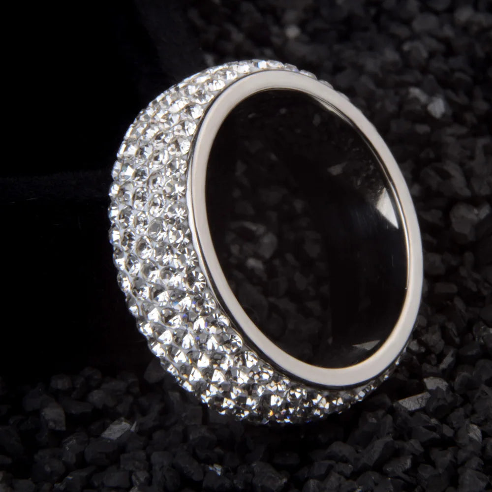Stainless Steel Crystal Ring