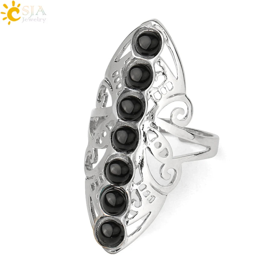 7 Chakra Stone Bead Finger Meditation Healing Point Yoga Ring