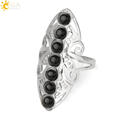 7 Chakra Stone Bead Finger Meditation Healing Point Yoga Ring