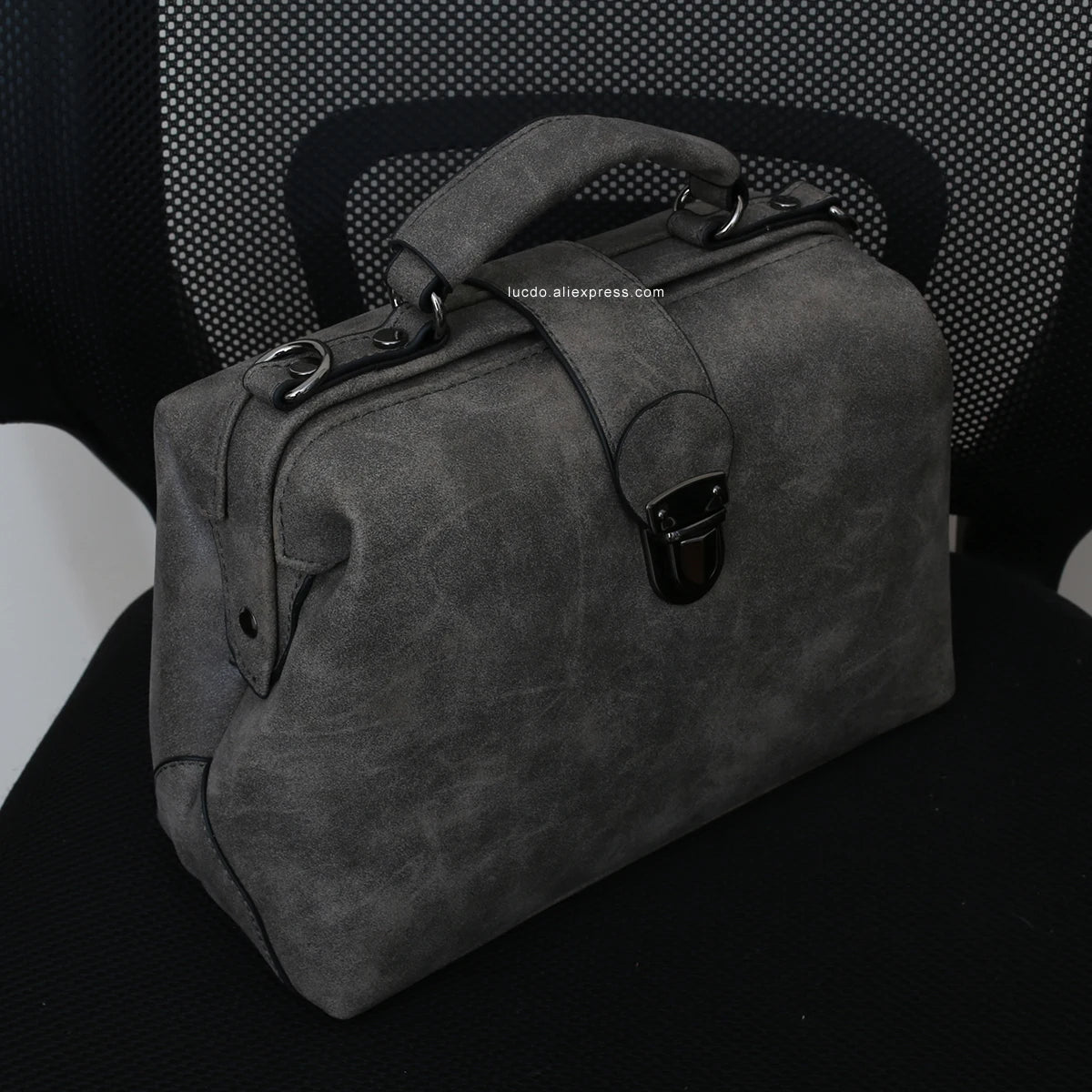 Plaid Rivets Design Doctor Crossbody High Quality PU Leather Tote Bags