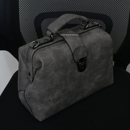 Plaid Rivets Design Doctor Crossbody High Quality PU Leather Tote Bags