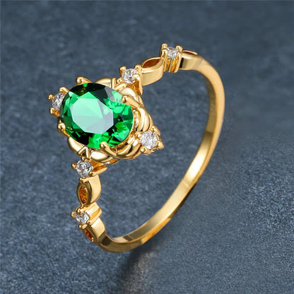 Charm Gold Silver White Opal Oval Stone Crystal Rings