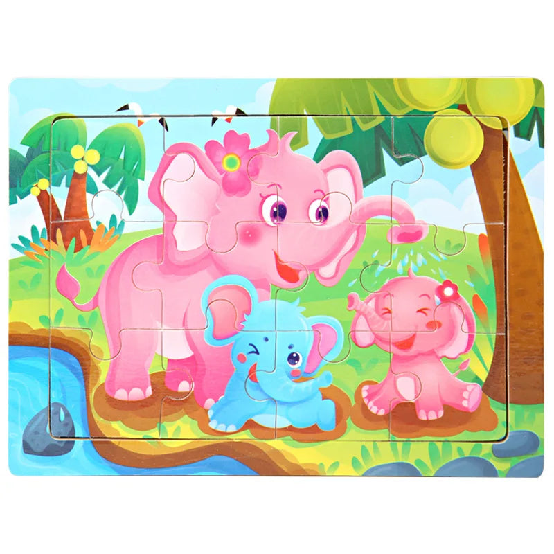 15*11cm 3D Puzzle Cartoon Animals Wood Puzzle Kids