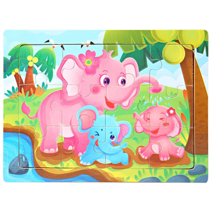 15*11cm 3D Puzzle Cartoon Animals Wood Puzzle Kids
