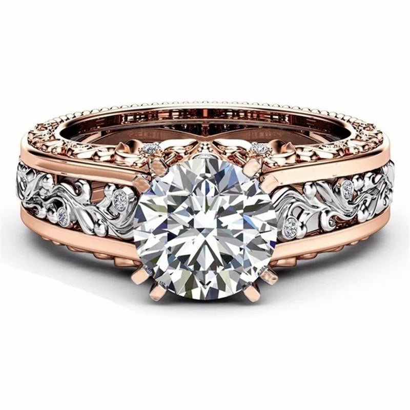 DANA 1pcs Rose Gold Zircon Stones Ring