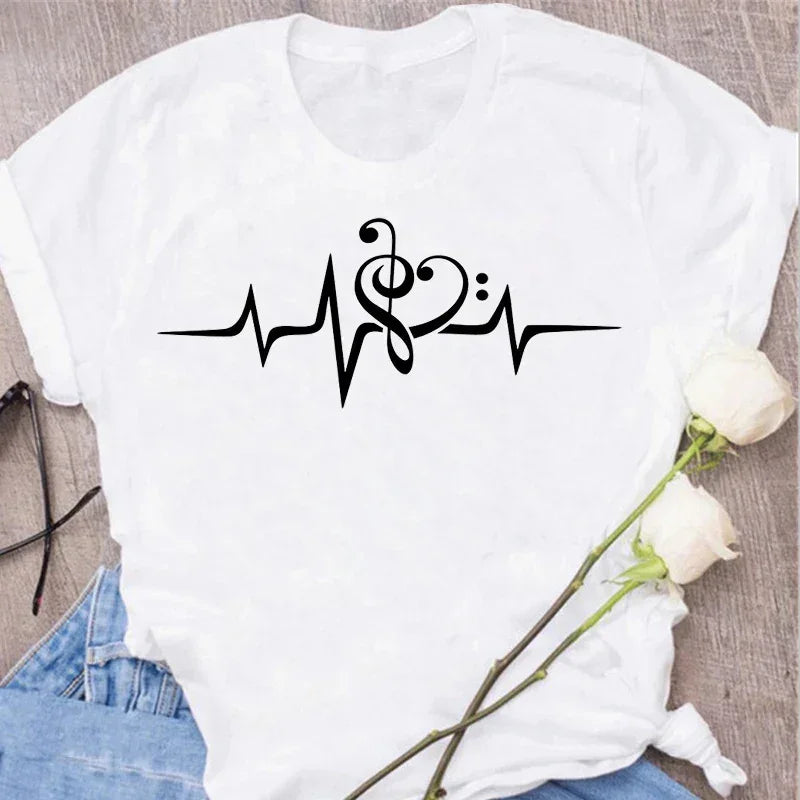 Funny Music Art Short Sleeves Black T-shirt