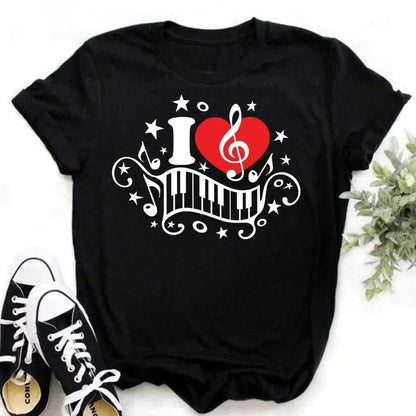 Funny Music Art Short Sleeves Black T-shirt