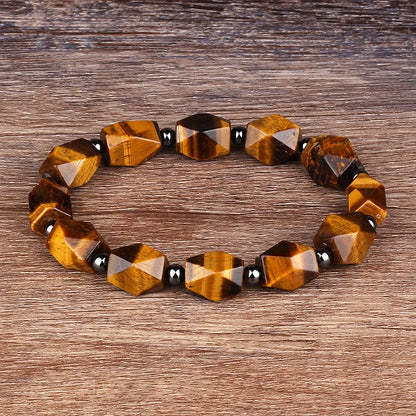 Natural Faceted Tiger Eyes Stone Reiki Bracelets