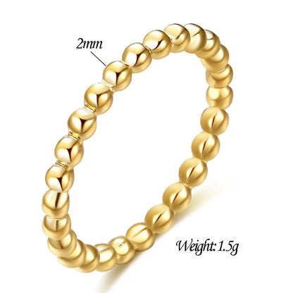 Beads Water Ripple Beaded Stainless Steel Mini Rings