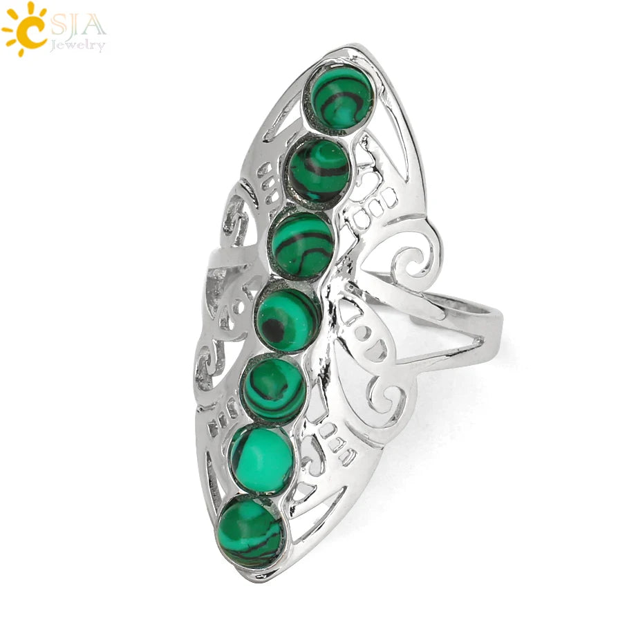 7 Chakra Stone Bead Finger Meditation Healing Point Yoga Ring