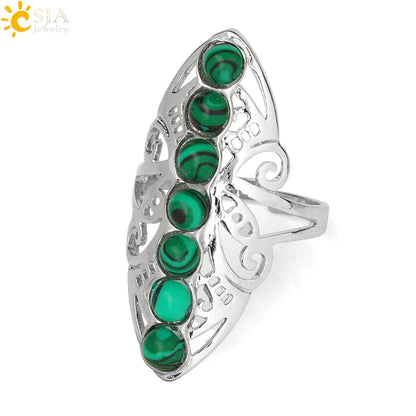 7 Chakra Stone Bead Finger Meditation Healing Point Yoga Ring