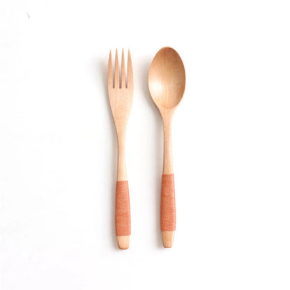 2PCS Natural Wooden Spoon & Fork