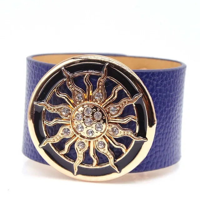 Leather Wide Circle Buckle Bracelet