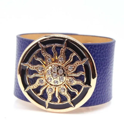 Leather Wide Circle Buckle Bracelet