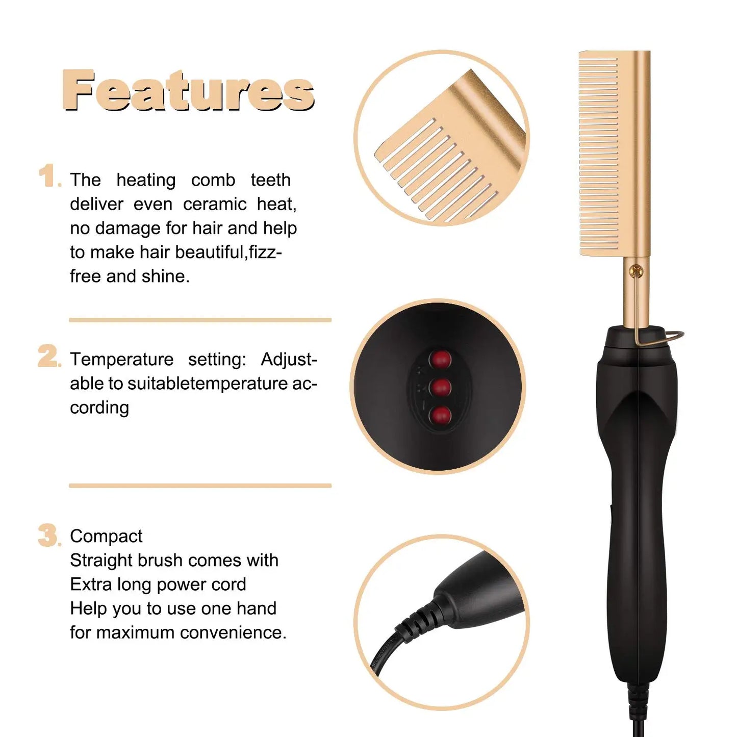 Hot Comb Hair Straightener Electric Heating