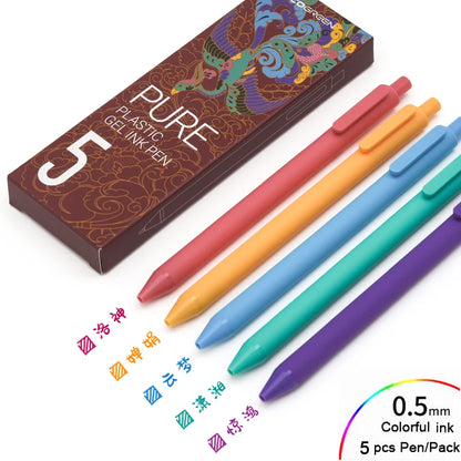 5Pcs/Pack Kaco Gel Pen Kawaii Push Sign Pens with Refill for Gel Pen