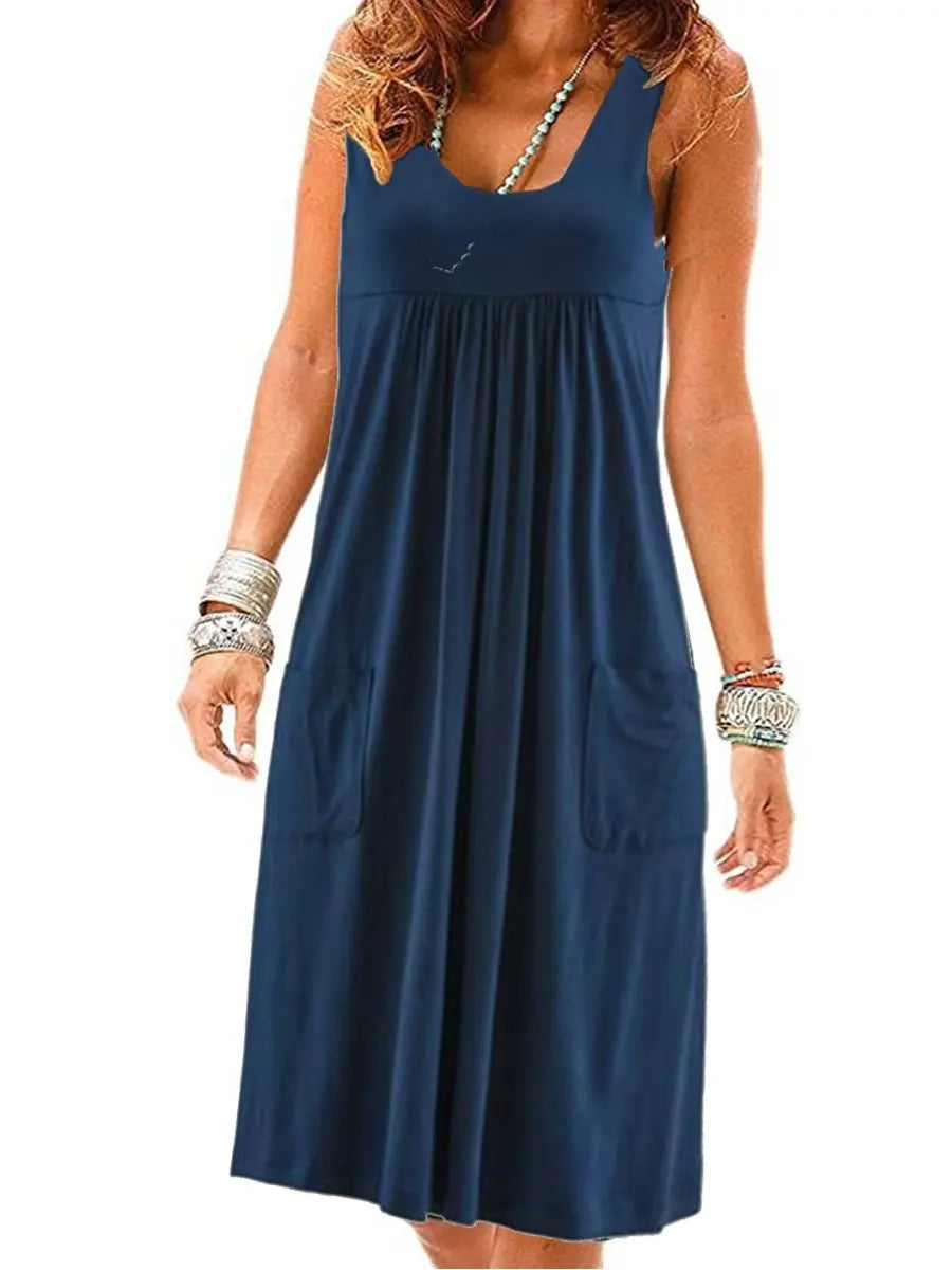 Striped loose sleeveless dress