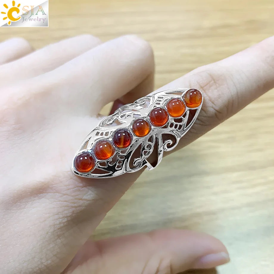 7 Chakra Stone Bead Finger Meditation Healing Point Yoga Ring