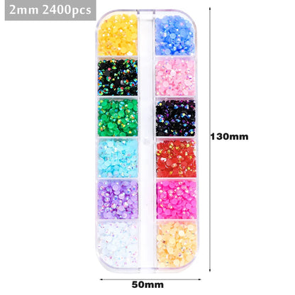 2400pcs 2mm AB Jelly Rhinestones Set