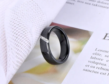 DANA Black Ceramic Crystal Ring