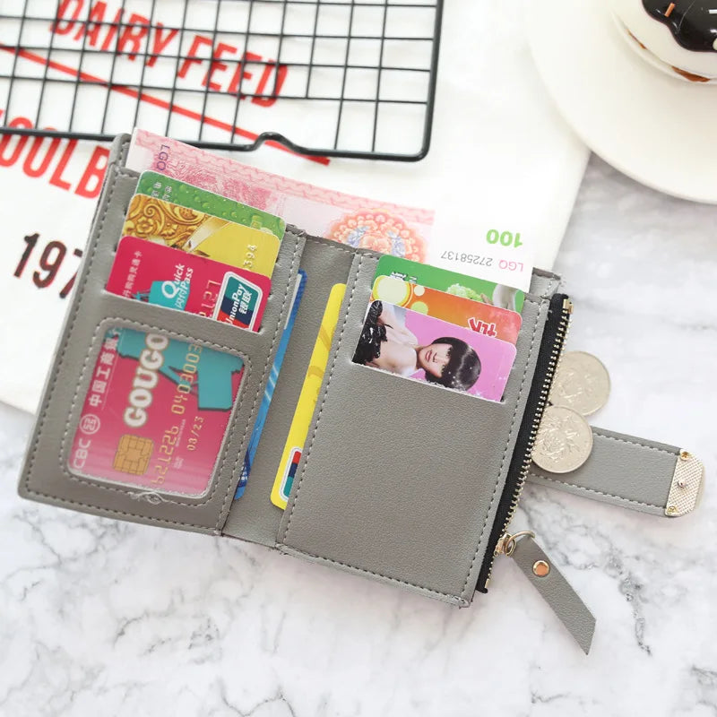 Short Wallet Zipper Card Holder PU Wallets