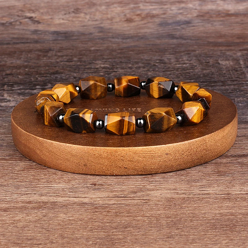 Natural Faceted Tiger Eyes Stone Reiki Bracelets