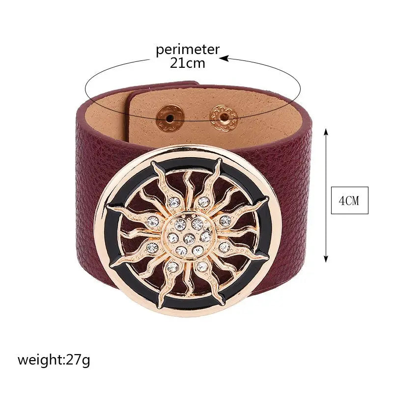 Leather Wide Circle Buckle Bracelet
