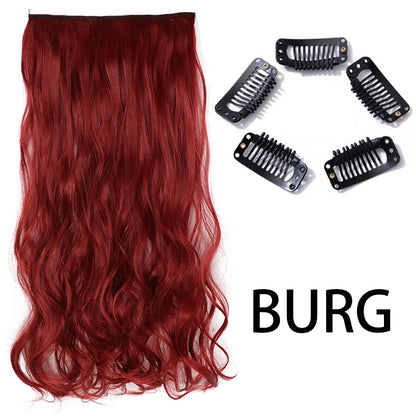 Synthetic Long Straight Clip In One Piece Hair Extension 5 Clips Fake Hair