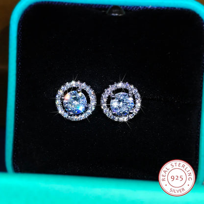 DANA 925 Silver White Zircon Round Earrings