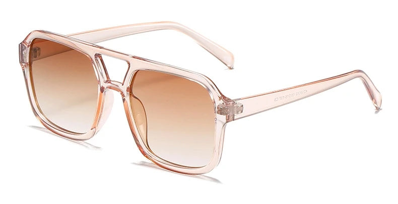 Retro Square Double Beam Yellow Oversized Sunglasses
