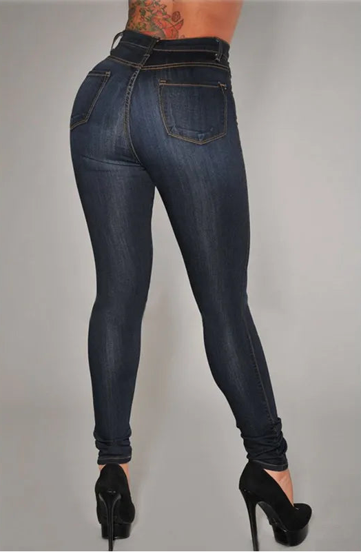 High Waist Push Up High Elastic Stretch Denim Skinny Jeans Pants