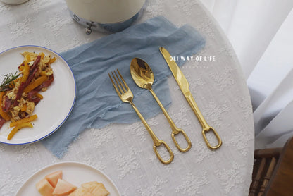 5Pcs Luxury Tableware Stainless Steel Knife Fork Spoon Cutlery Set
