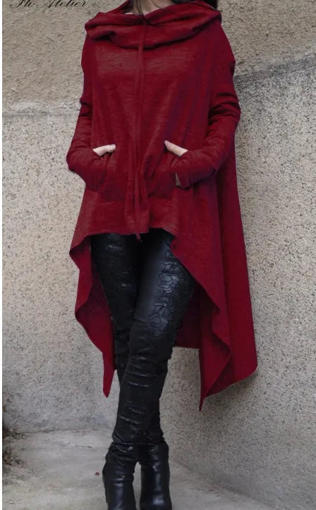 New European and N Pure Color Long Hoodie
