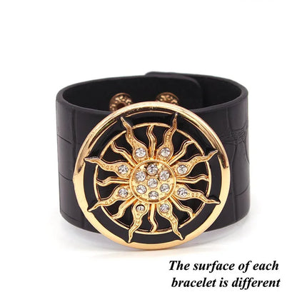 Leather Wide Circle Buckle Bracelet
