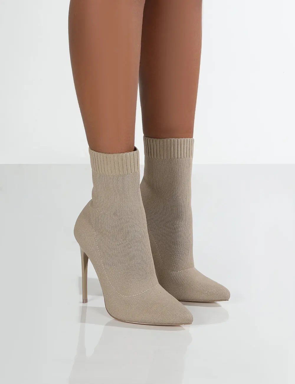 Short High Heels Knitted Ankle Boots