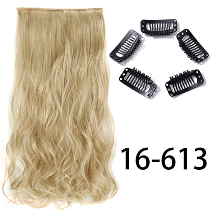 Synthetic Long Straight Clip In One Piece Hair Extension 5 Clips Fake Hair