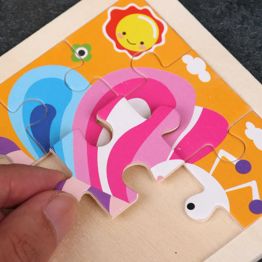11X11CM Kids Wooden Puzzle Cartoon Animal Traffic Toys