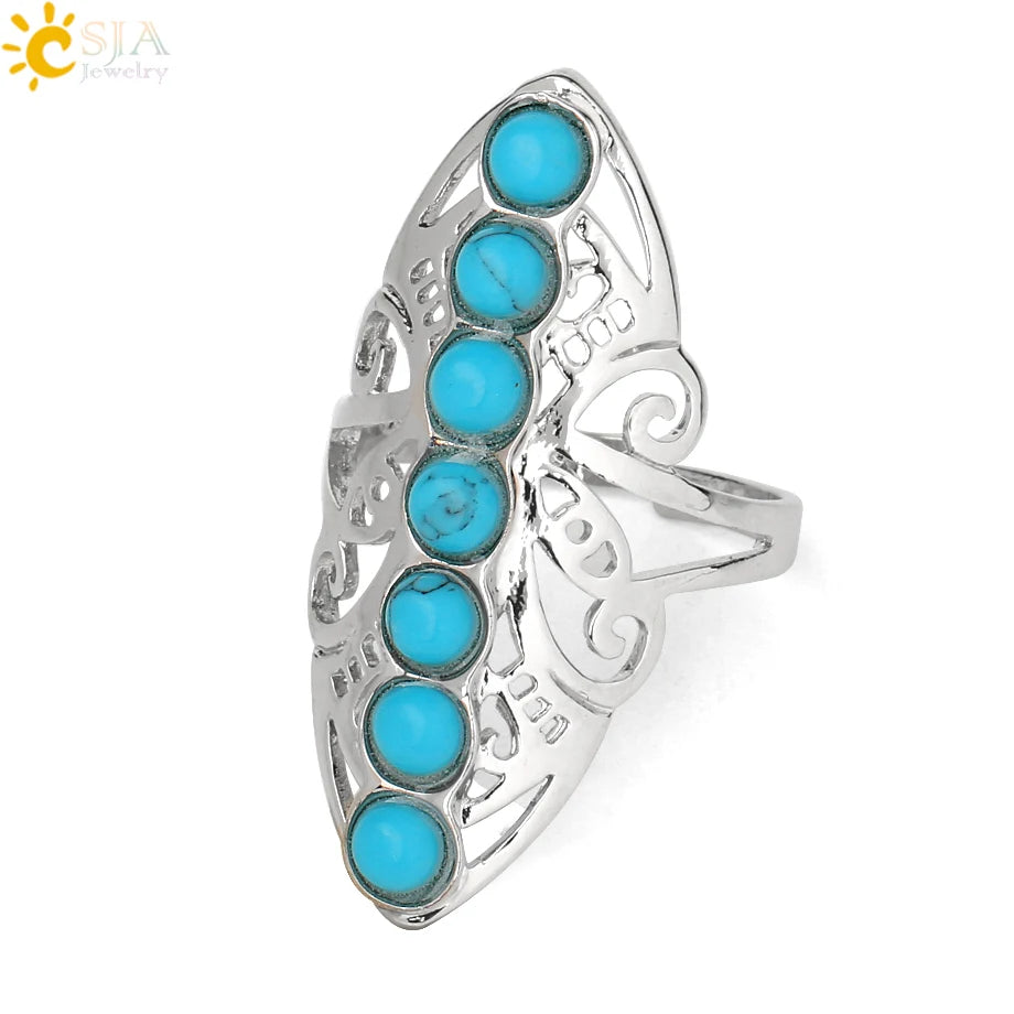 7 Chakra Stone Bead Finger Meditation Healing Point Yoga Ring