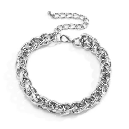 Punk Gold Color Metal Handmade Short Necklace