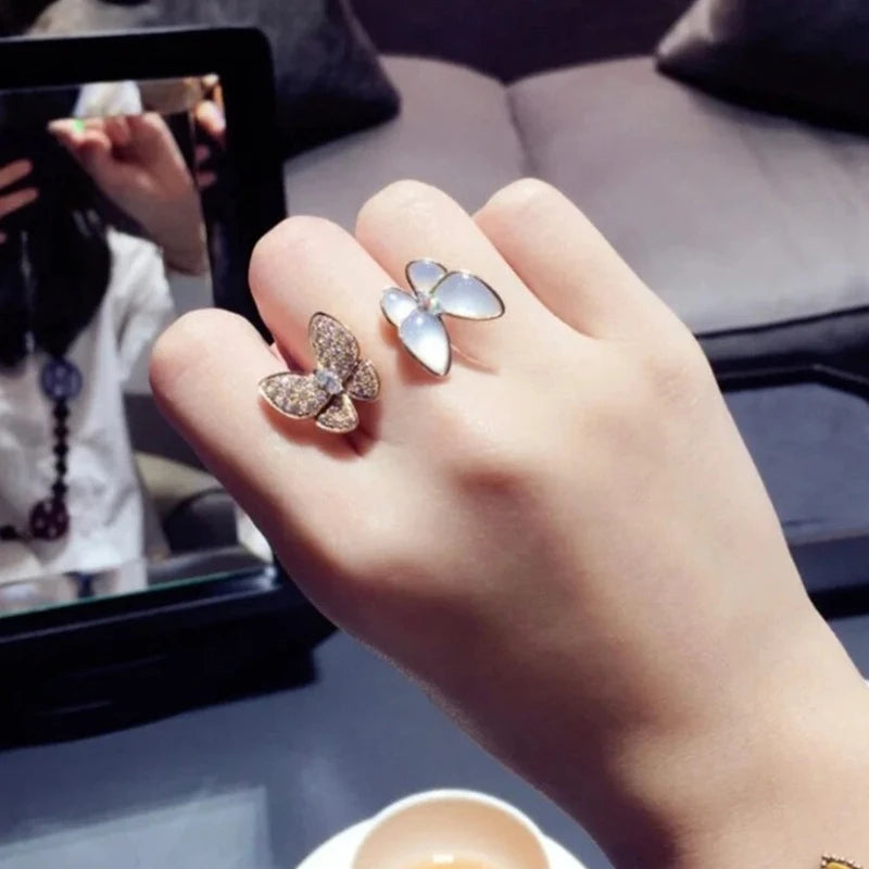 Natural Stone Butterfly Zircon Rings