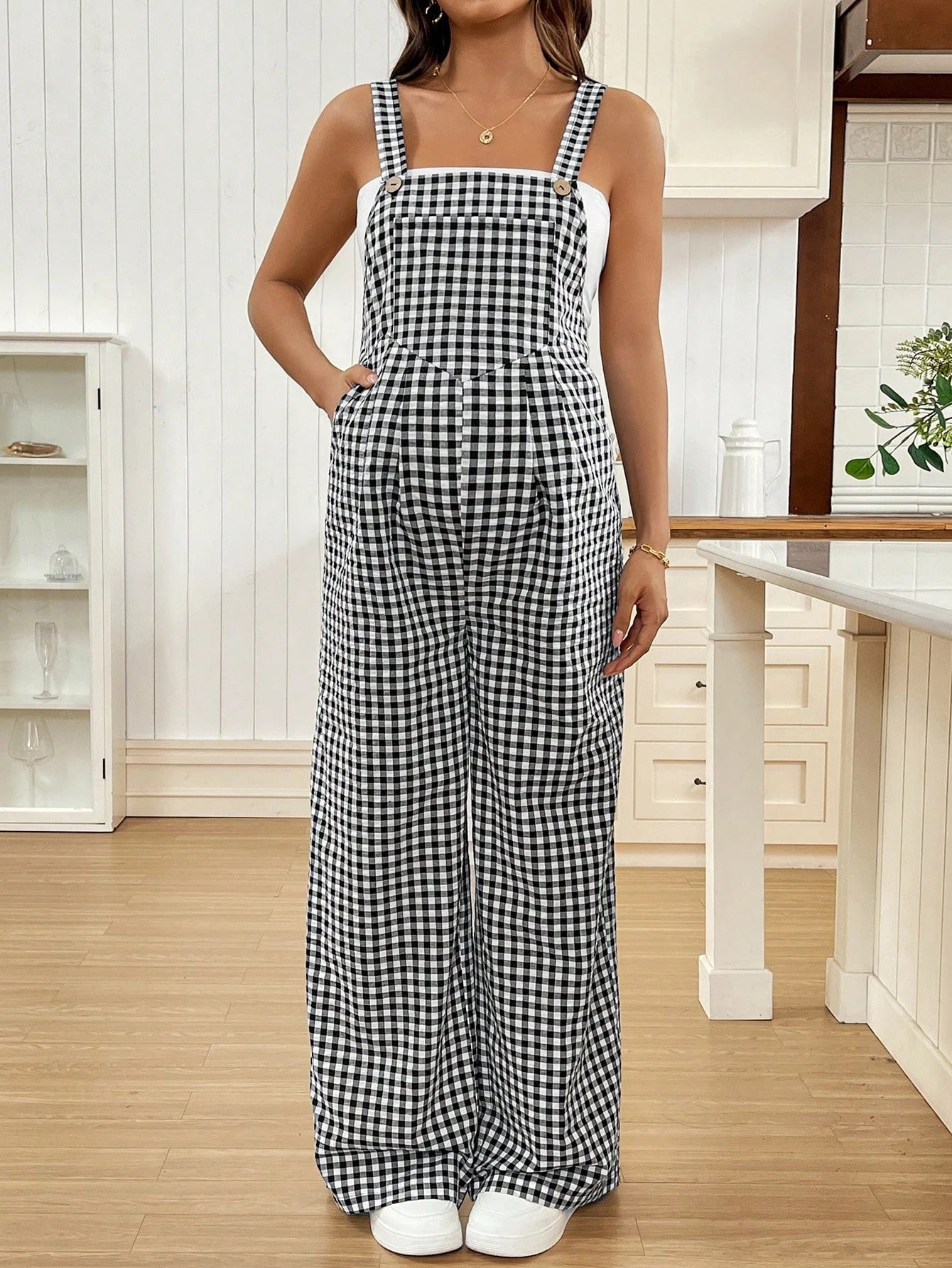 Overalls Casual Checkered Jumpsuit  Fit Maternity Overalls