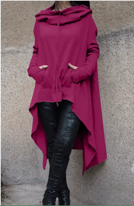 New European and N Pure Color Long Hoodie