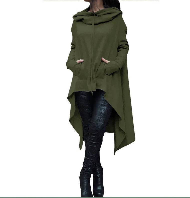 Trends European and N Pure Color Long Hoodie