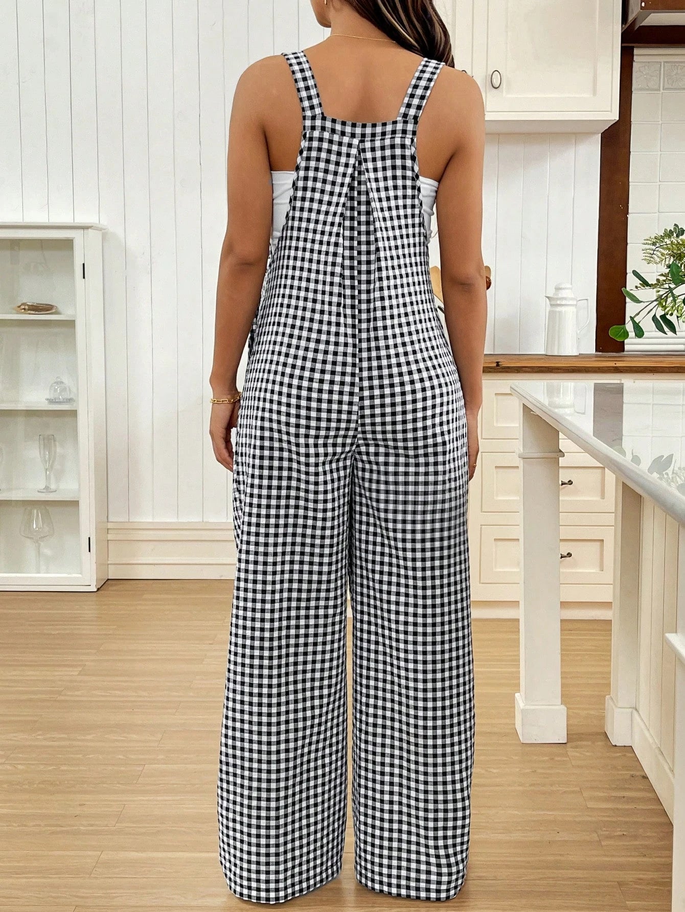 Overalls Casual Checkered Jumpsuit  Fit Maternity Overalls