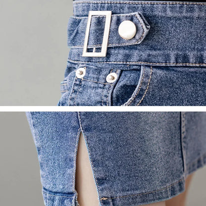 High Waist Large Size Blue Jeans Skirts