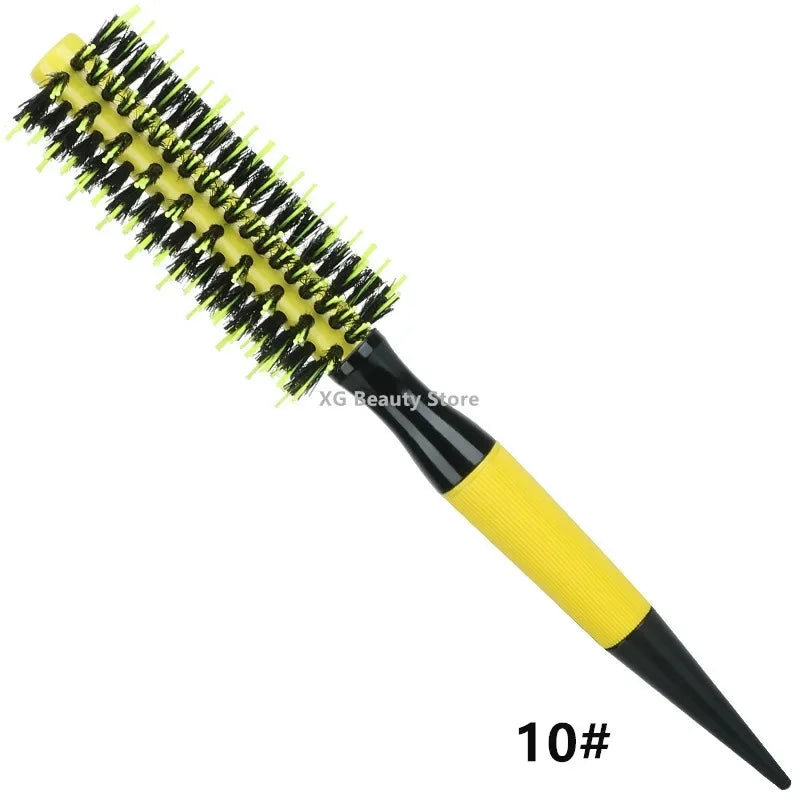 1/6pcs Yellow Boar Bristle Hair Comb Professional Round Hair Brush Curling Combs