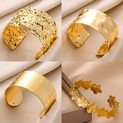 Classic Wrinkle Texture Openning Bangle Bracelet